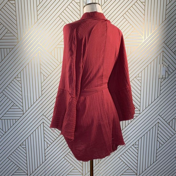 Johnny Was Gauze Short Organic Kimono in Rust - Picture 8 of 10